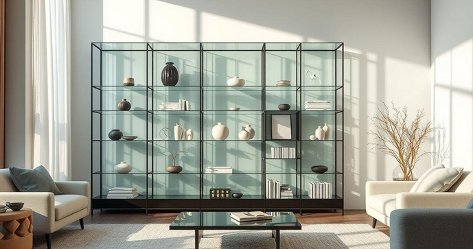 Estante de vidro: elegância e funcionalidade para sua decoração